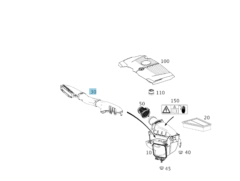 Tubo Aspirazione Aria Ricambio A2700900382 Per Mercedes GLA250, A200, B180, CLA180, W176, X156, W246, C117
